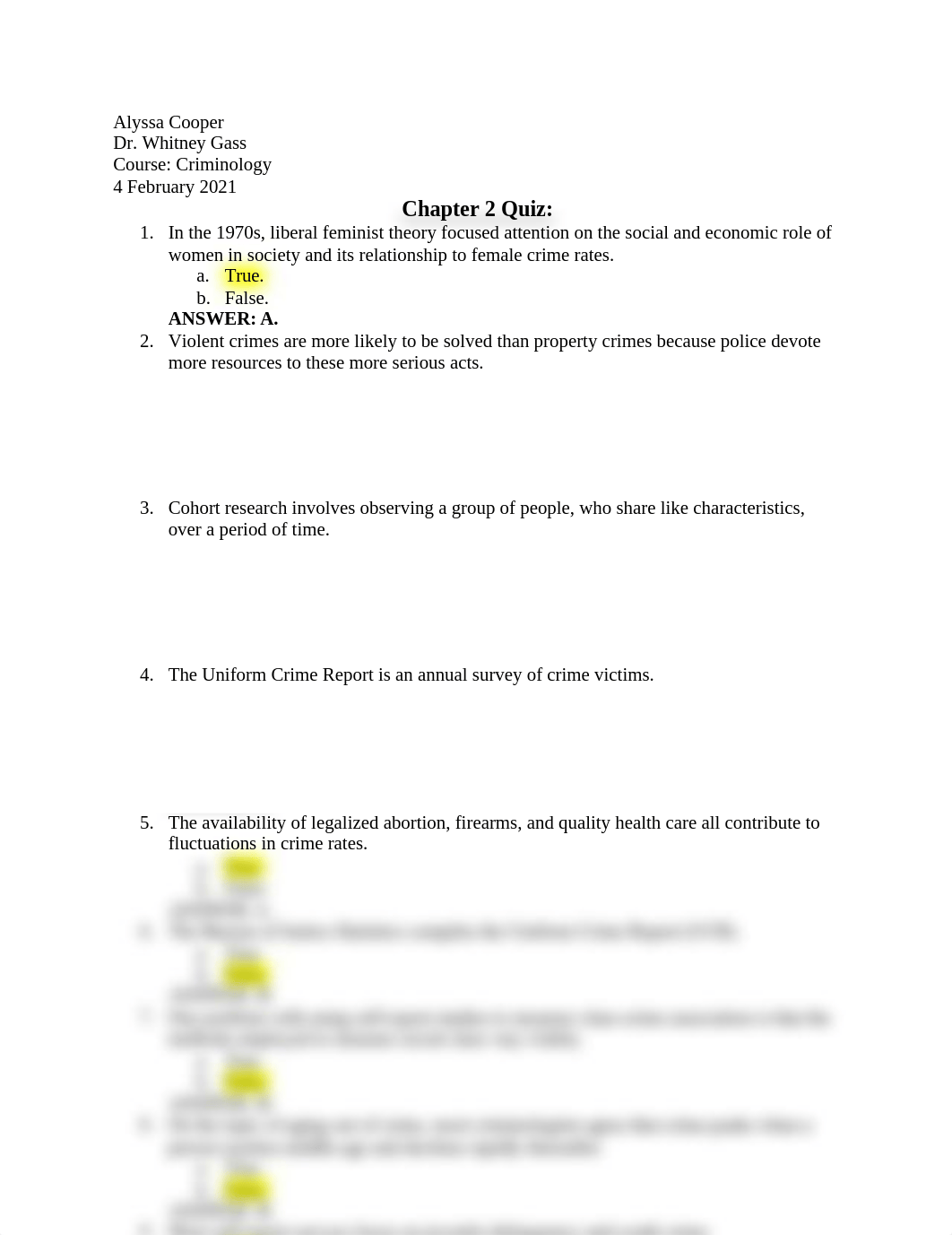 Chapter 2 Quiz - Criminology Dr. Gass.docx_dkwm1j7lef5_page1