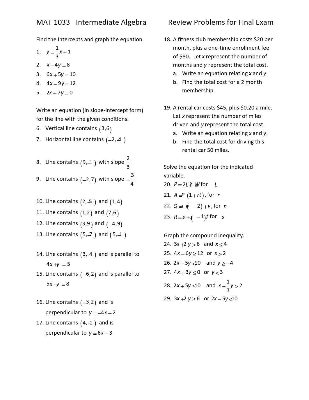 MAT 1033 - Final Exam - Review Problems.pdf_dkwyob15etz_page1