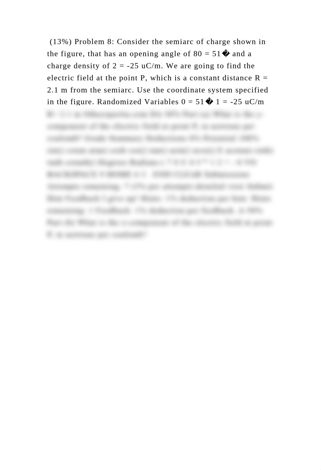 (13) Problem 8 Consider the semiarc of charge shown in the figure, .docx_dkx7txknnt5_page2