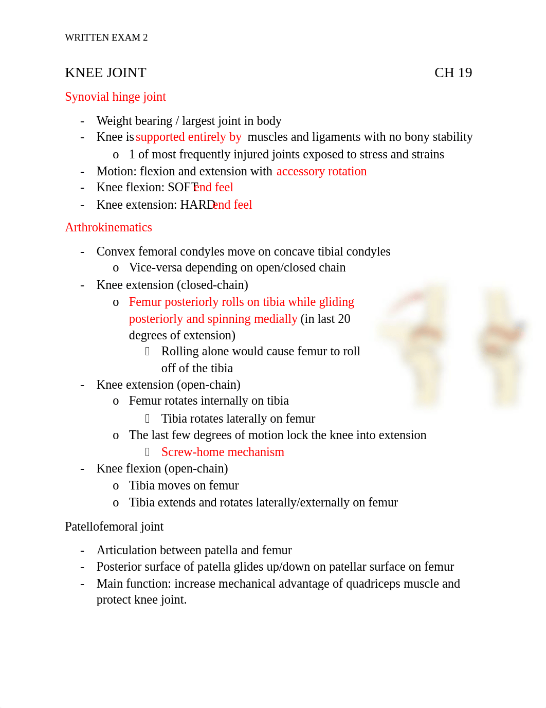 written exam 2 KNEE JOINT     CH 19.docx_dkxbgtnkwp5_page1