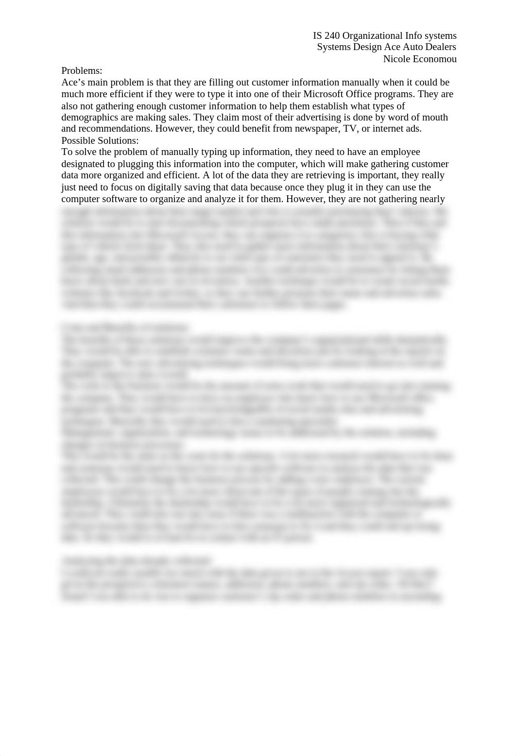 IS 240 Ace auto dealer Problem Solving with info systems_dky9is7oujh_page1