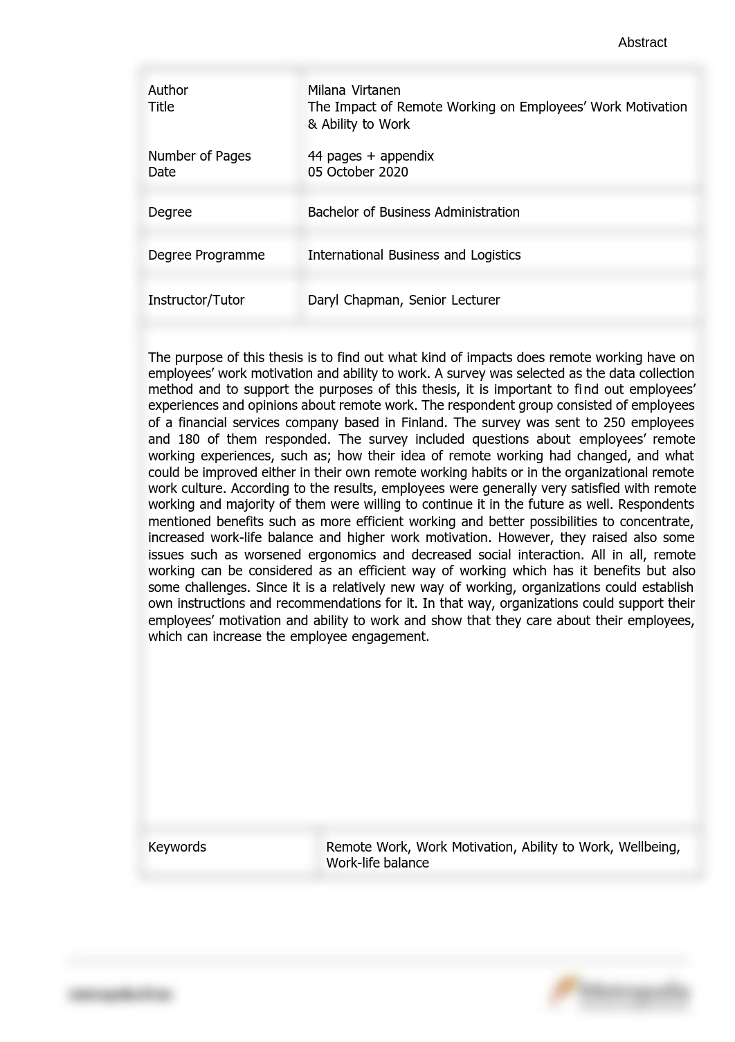 The Impact of Remote Working on Employees' Work Motivation & Ability to Work_Bachelor's Thesis_Milan_dkz8ip4nj7b_page2