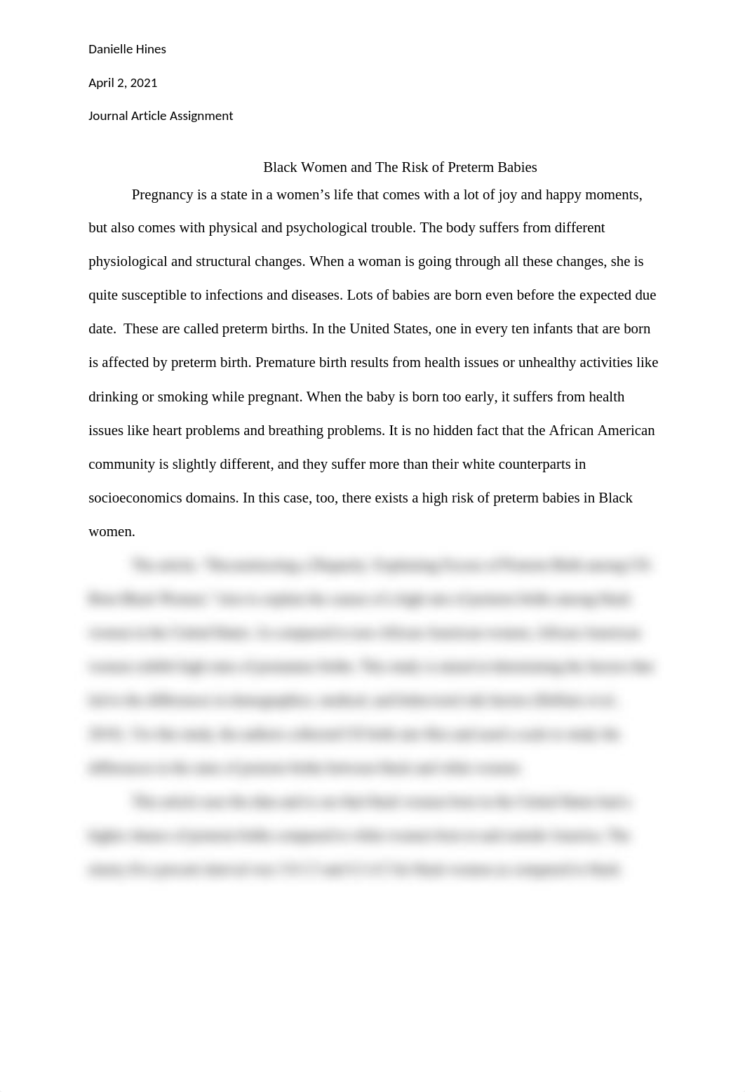 Black Women and The Risk of Preterm Babies.docx_dl06q1e0id1_page1