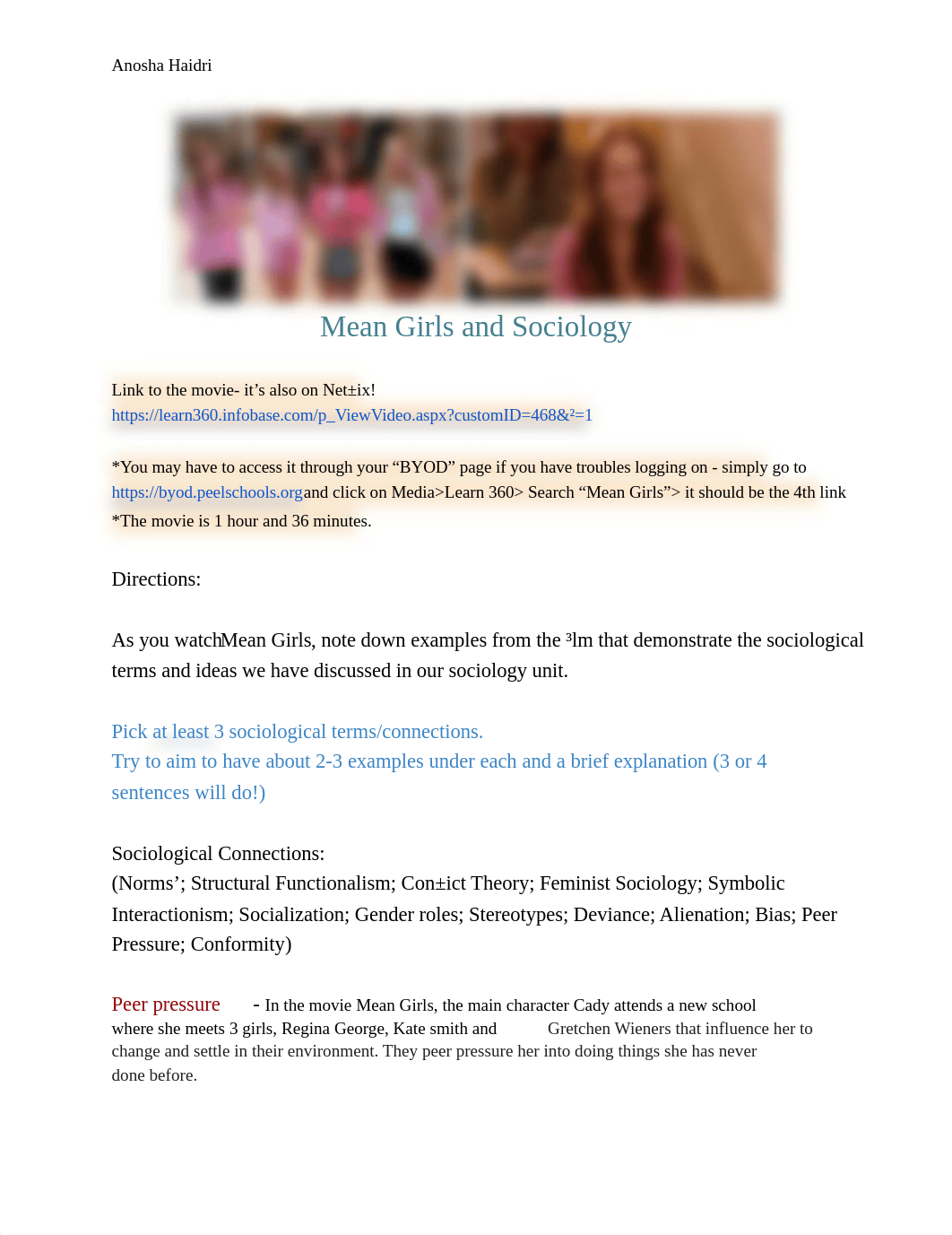 Copy of Mean Girls - Question Sheet .pdf_dl0rpbl9y33_page1