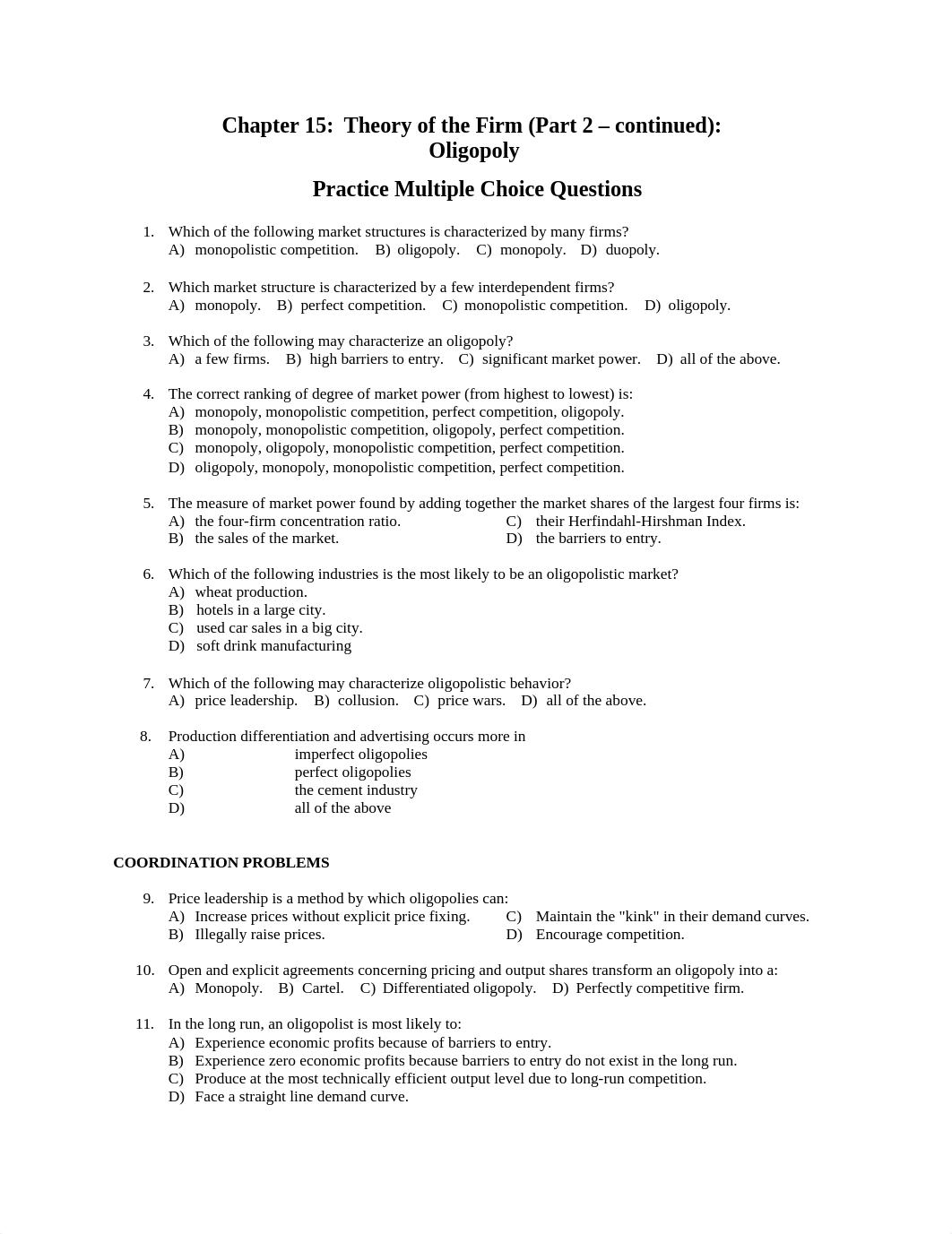 Chapter 15 Practice Multiple Choice Questions (Oligopoly) -- Sexton (ONLINE 212).doc_dl13l83jvap_page1