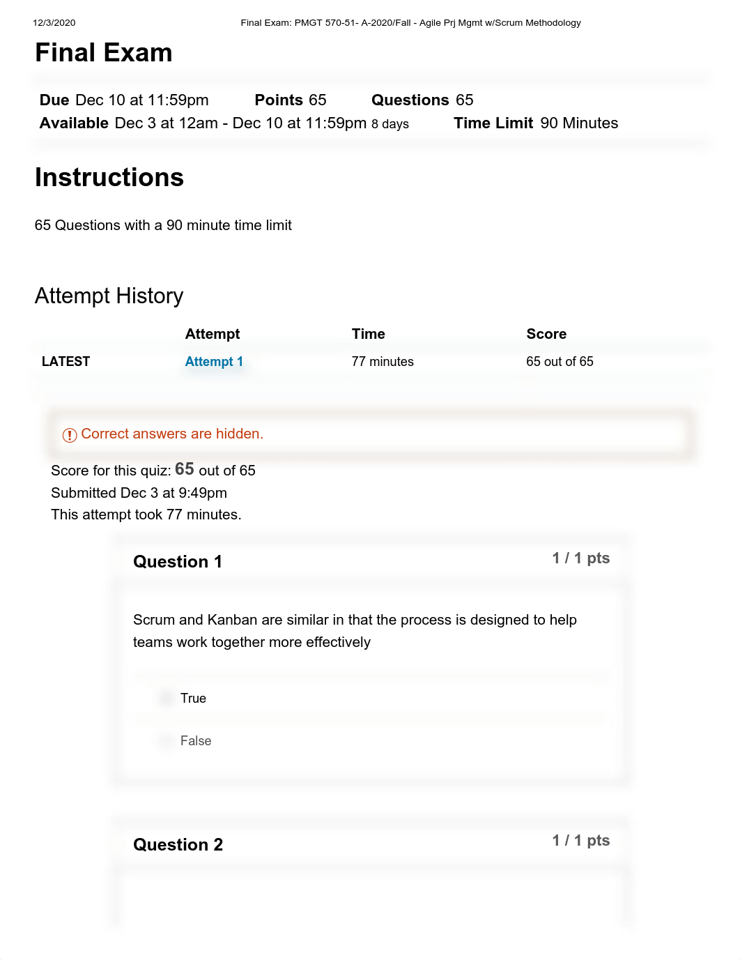 Final Exam_ PMGT 570-51- A-2020_Fall - Agile Prj Mgmt w_Scrum Methodology.pdf_dl1m83xou4h_page1