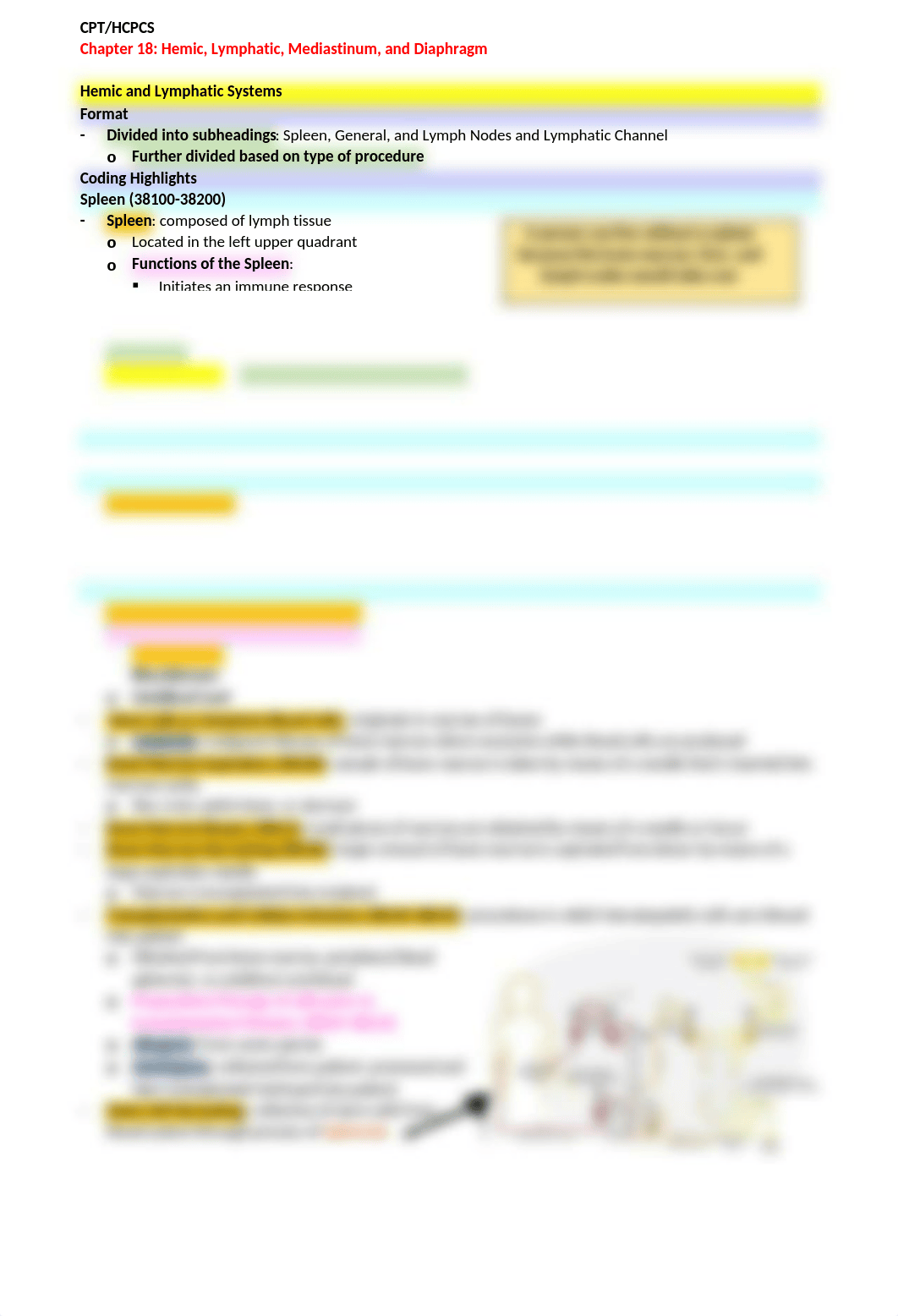 CPT-HCPCS Chapter 18 Notes - Hemic, Lymphatic, Mediastinum, and Diaphragm .docx_dl1qu74me32_page1