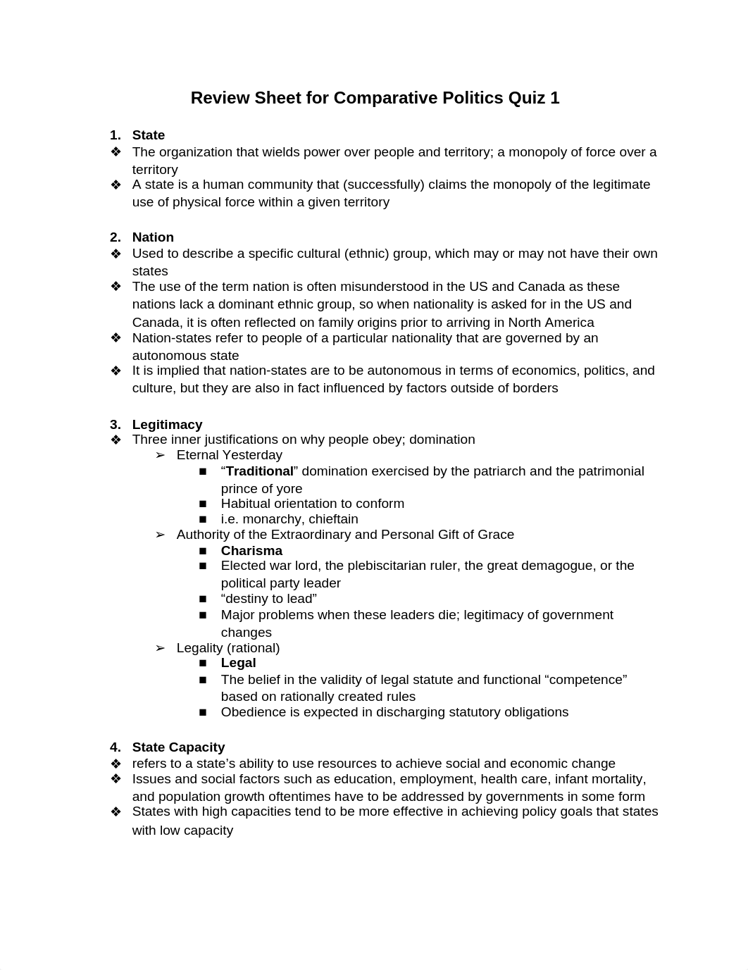 Review Sheet for Comparative Politics Quiz 1_dl1stu4dyhy_page1