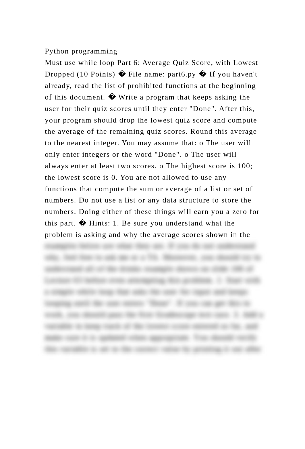 Python programmingMust use while loop Part 6 Average Quiz Score, .docx_dl24vr8rwxn_page1