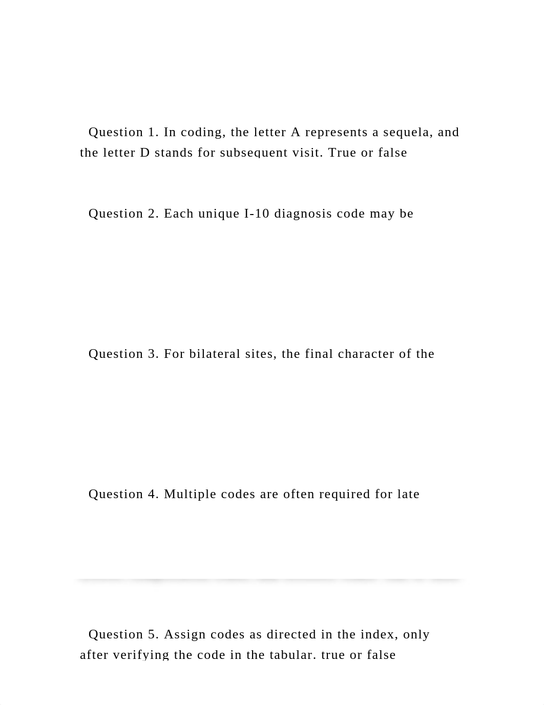 Question 1. In coding, the letter A represents a sequela, and t.docx_dl2fzbfb8s3_page2