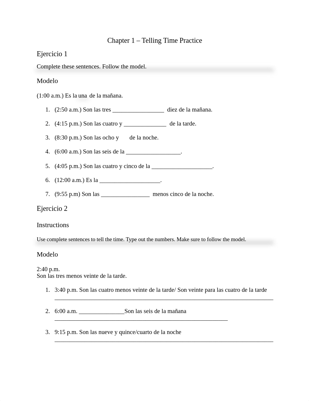 Spanish 101 - Chapter 1 - Telling time Practice.docx_dl39sxmkbir_page1