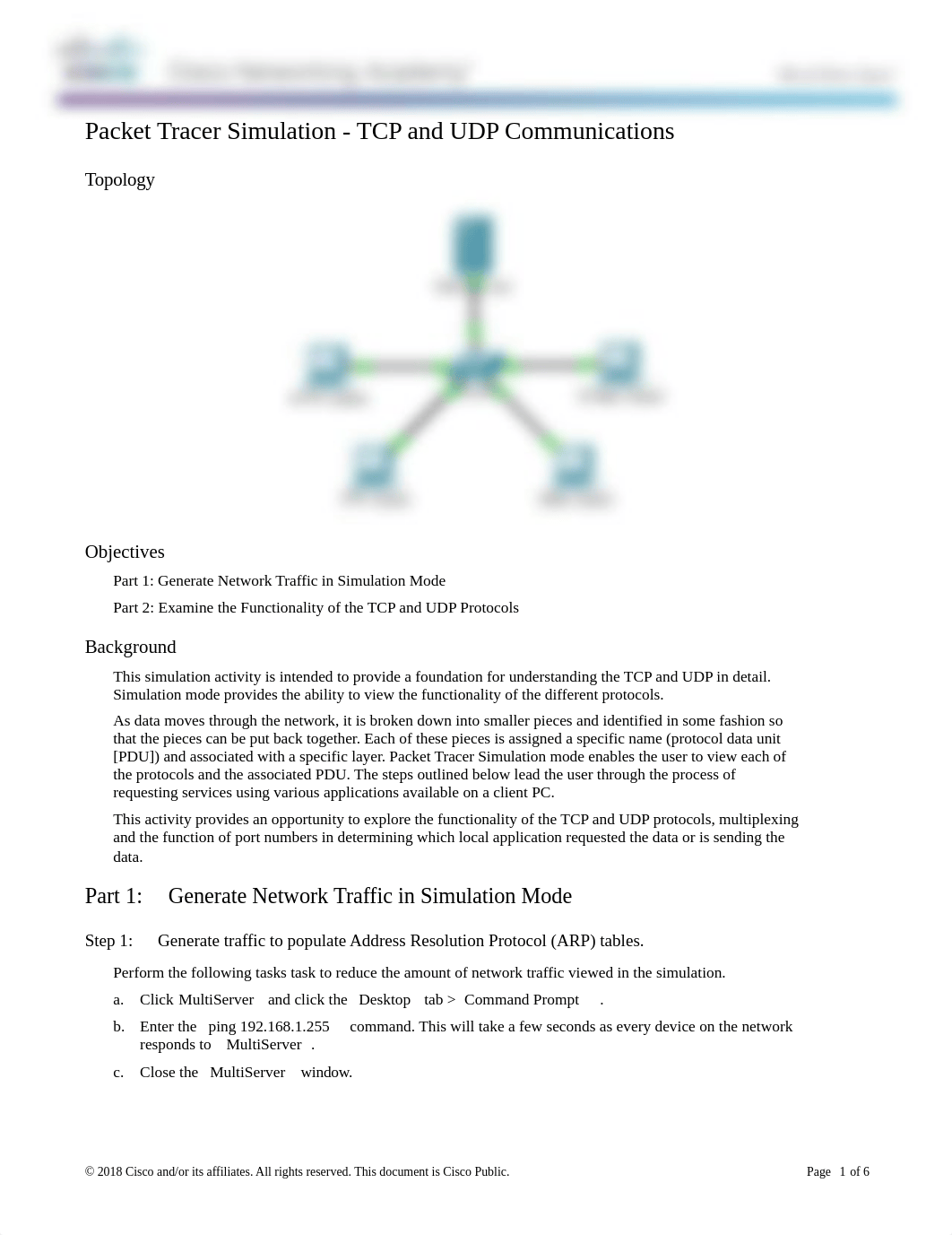 9.3.1.2 Packet Tracer Simulation - Exploration of TCP and UDP Communication.docx_dl3mioafz5z_page1