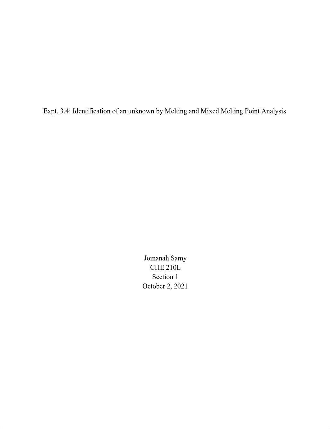 Expt. 3.4_  Identification of an unknown by Melting and Mixed Melting Point Analysis.pdf_dl3mjdyphil_page1