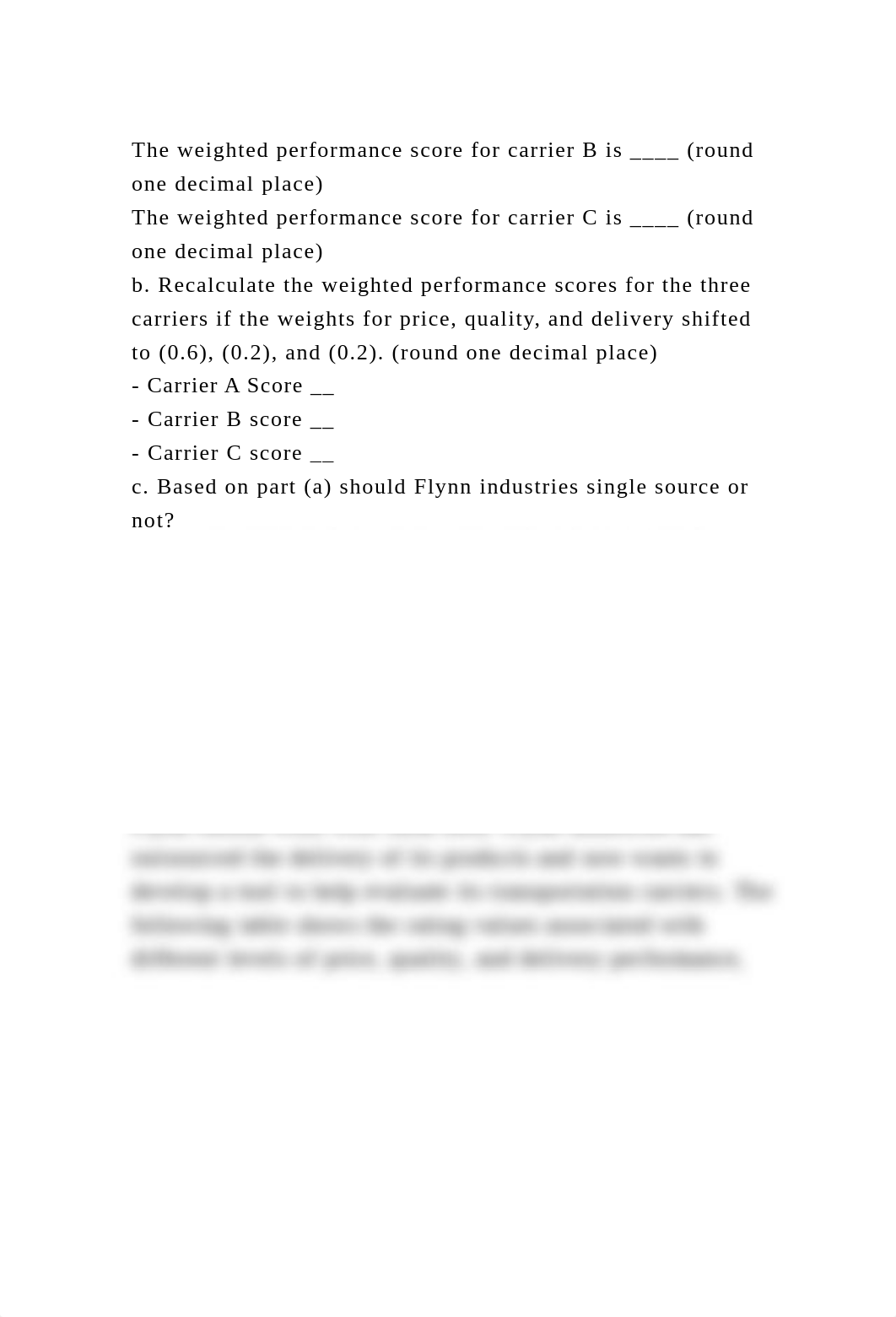 The weighted performance score for carrier B is ____ (round one deci.docx_dl47oa2mi8c_page2