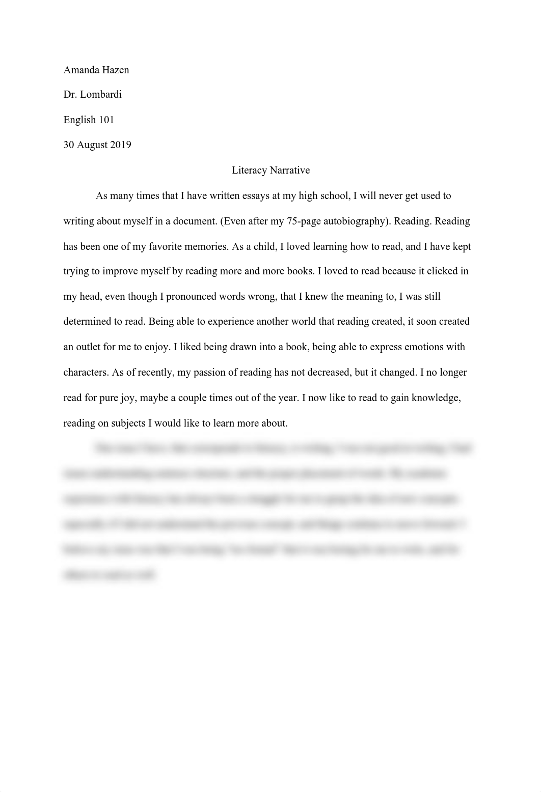 ENGL 101 - Literacy Narrative Rough Draft.pdf_dl4fwwun815_page1