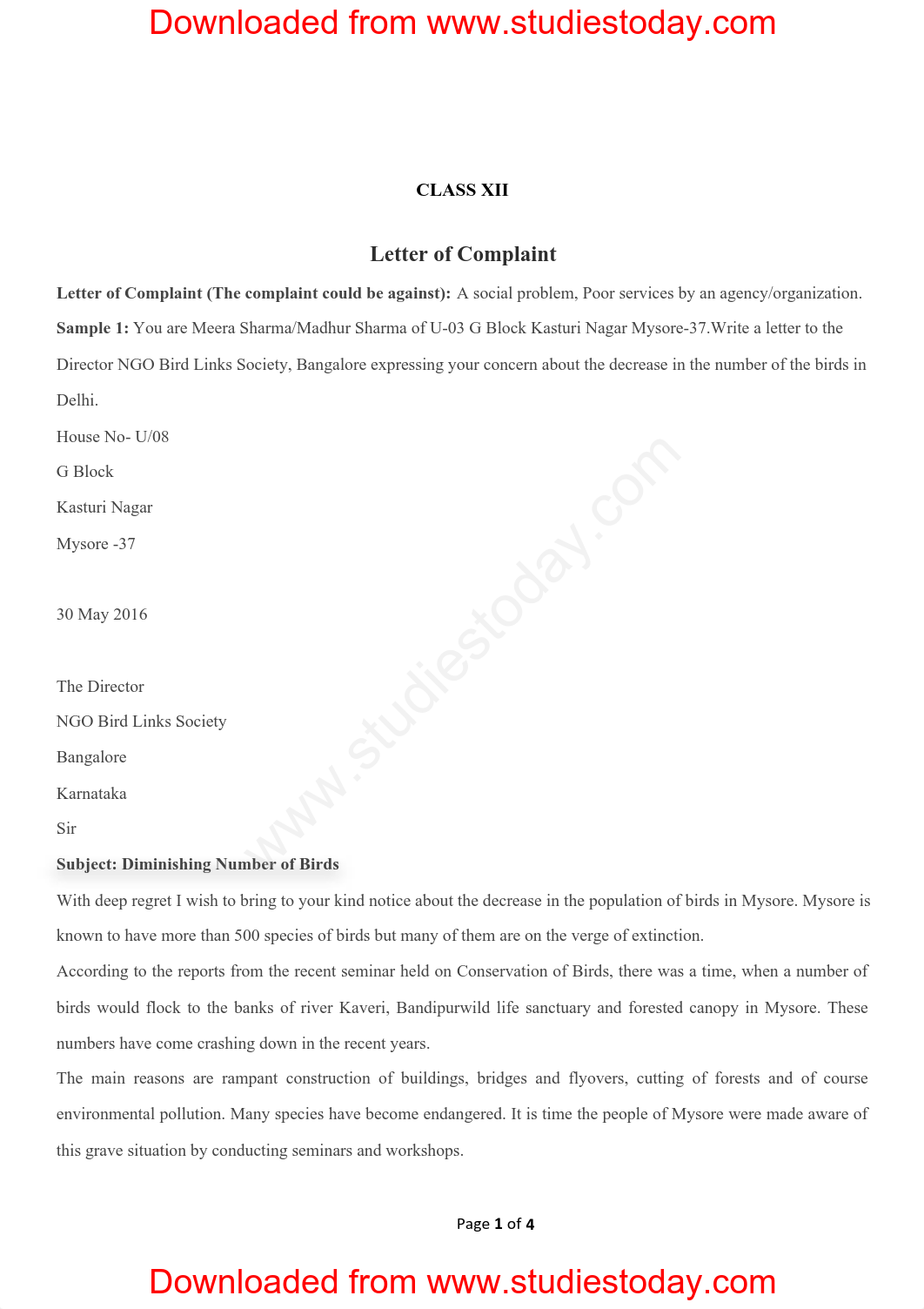 CBSE Class 12 English Letter of Complaint Worksheet.pdf_dl4i4zmnmlz_page1