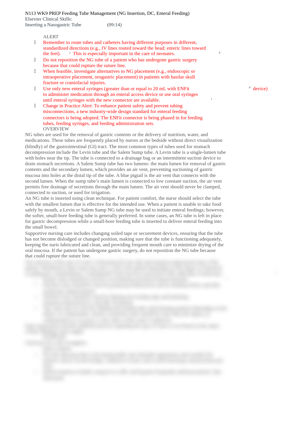 N113 WK9 PREP Feeding Tube Management (NG Insertion, DC, Enteral Feeding).docx_dl5atp9yp6g_page1