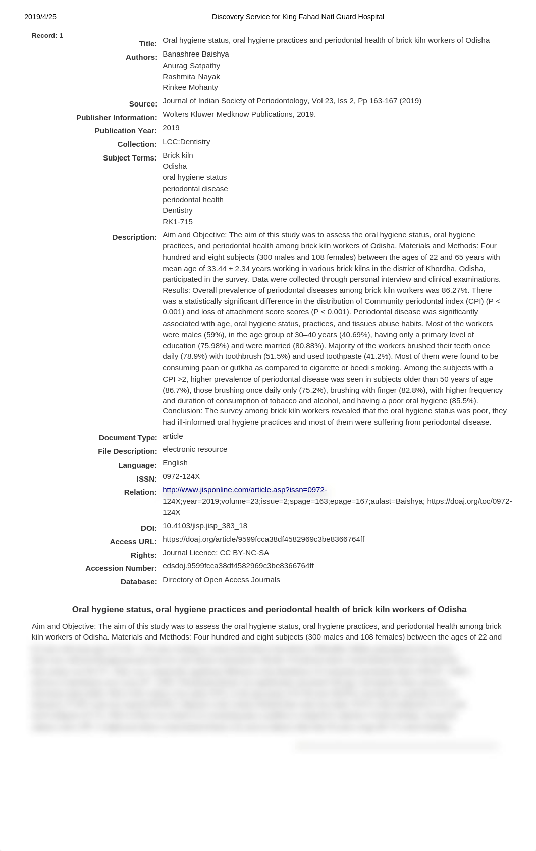 Oral hygiene status, oral hygiene  practices and periodontal health of brick kiln workers of Odisha._dl5fjgbswrn_page1