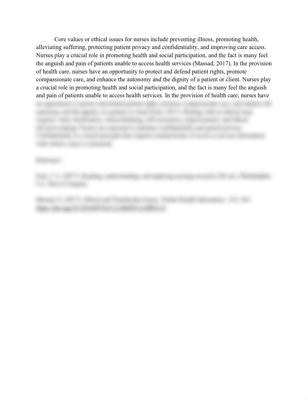 Core values or ethical issues for nurses include preventing illness, promoting health, alleviating s_dl6cbzz6m1l_page1