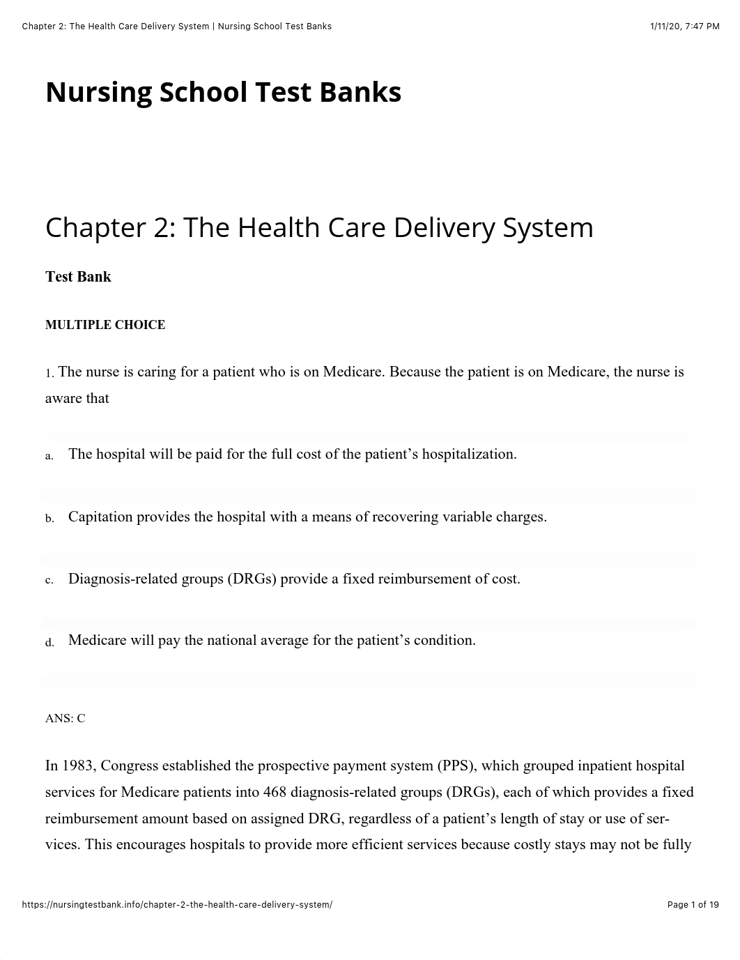 Chapter 2: The Health Care Delivery System | Nursing School Test Banks.pdf_dl6dn5c9nww_page1