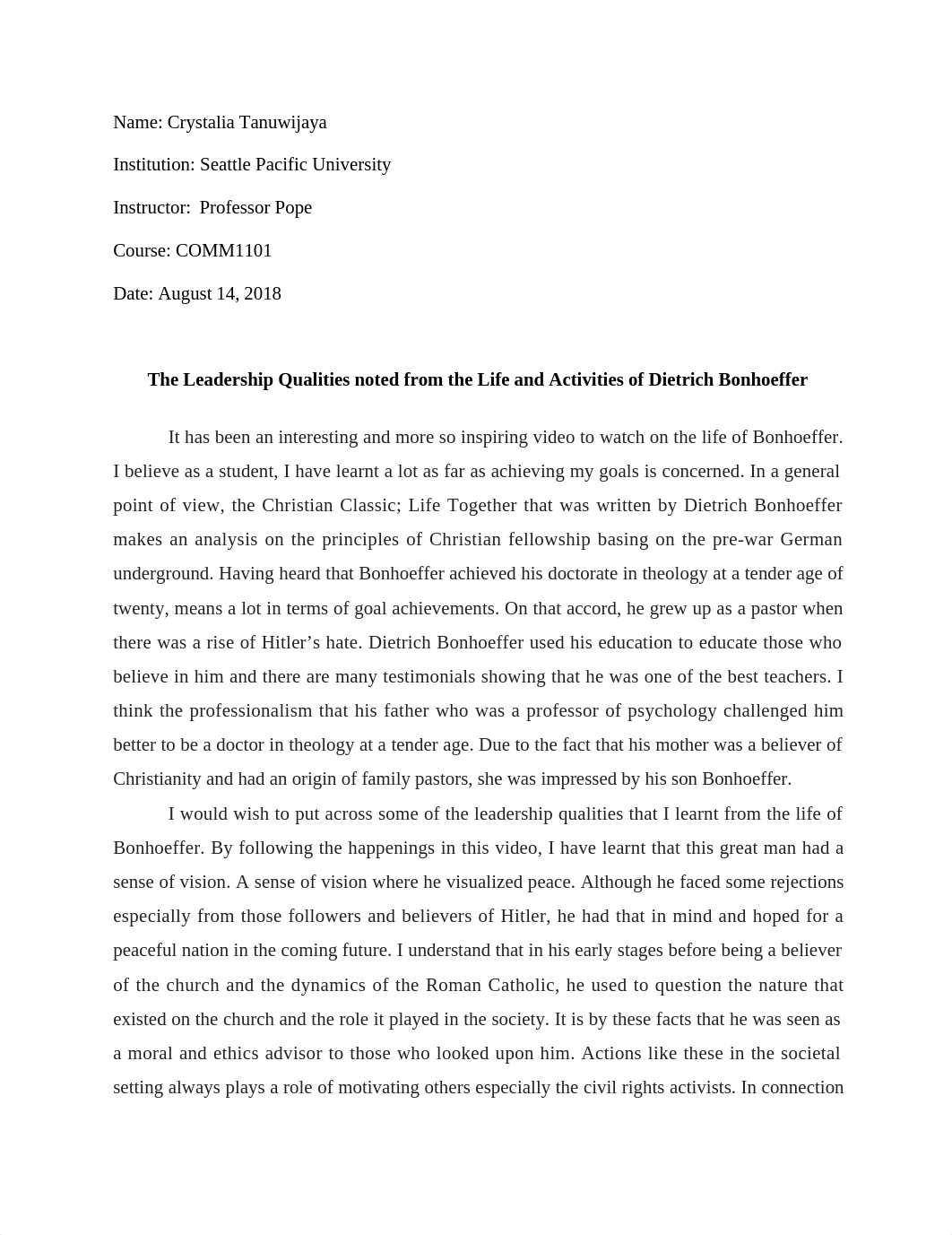 COMM1101 Bonhoeffer Documentary Response.docx_dl6g9wm77us_page1