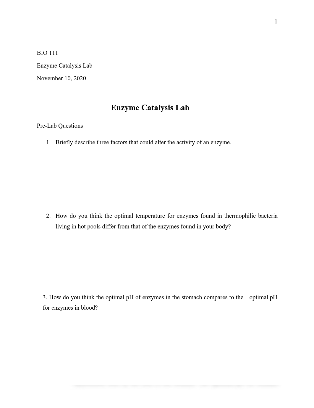 BIO 111 Enzyme Catalysis Lab .pdf_dl7210ypl08_page1