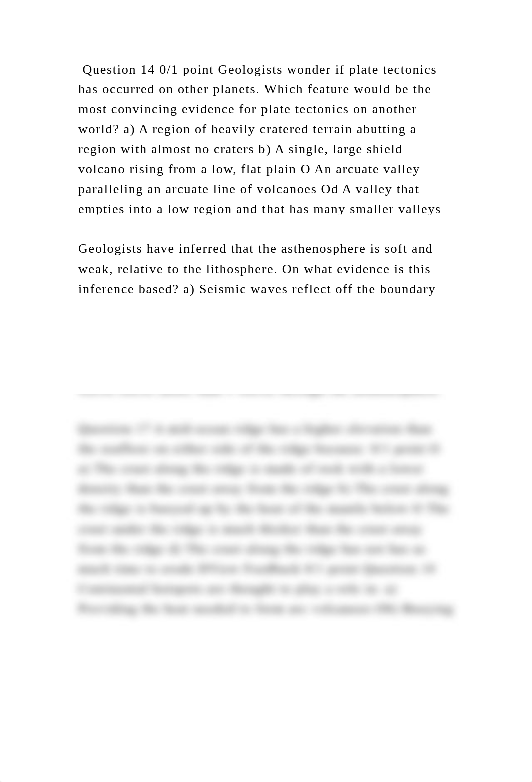 Question 14 01 point Geologists wonder if plate tectonics has occurr.docx_dl7a1969wk1_page2