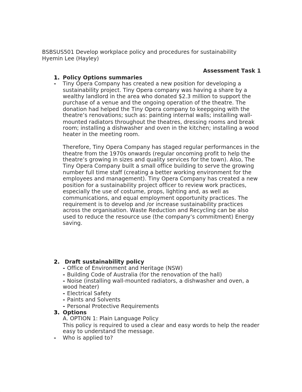 BSBSUS501 Develop workplace policy and procedures for sustainability.docx_dl7jbwe0emk_page1