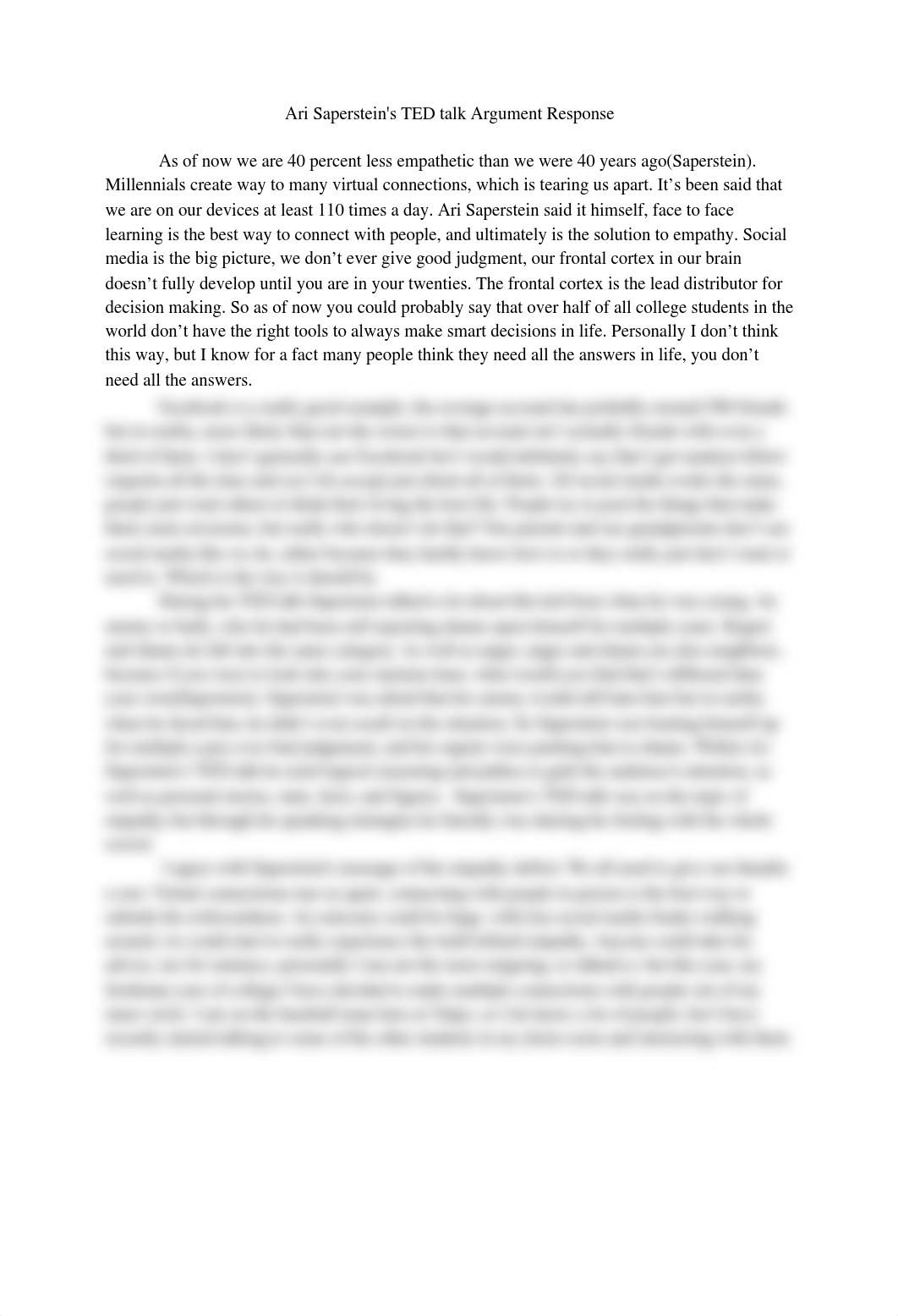 Ari Saperstein's TED talk Argument:Response.pdf_dl7mfigcgg1_page1