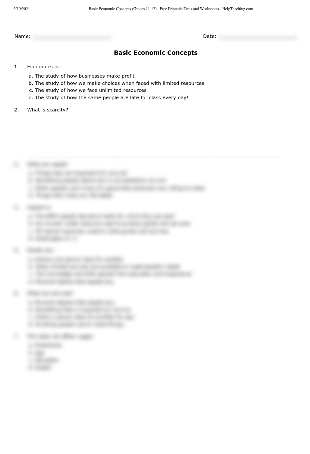 Basic Economic Concepts (Grades 11-12) - Free Printable Tests and Worksheets - HelpTeaching.com.pdf_dl8aubgxvml_page1
