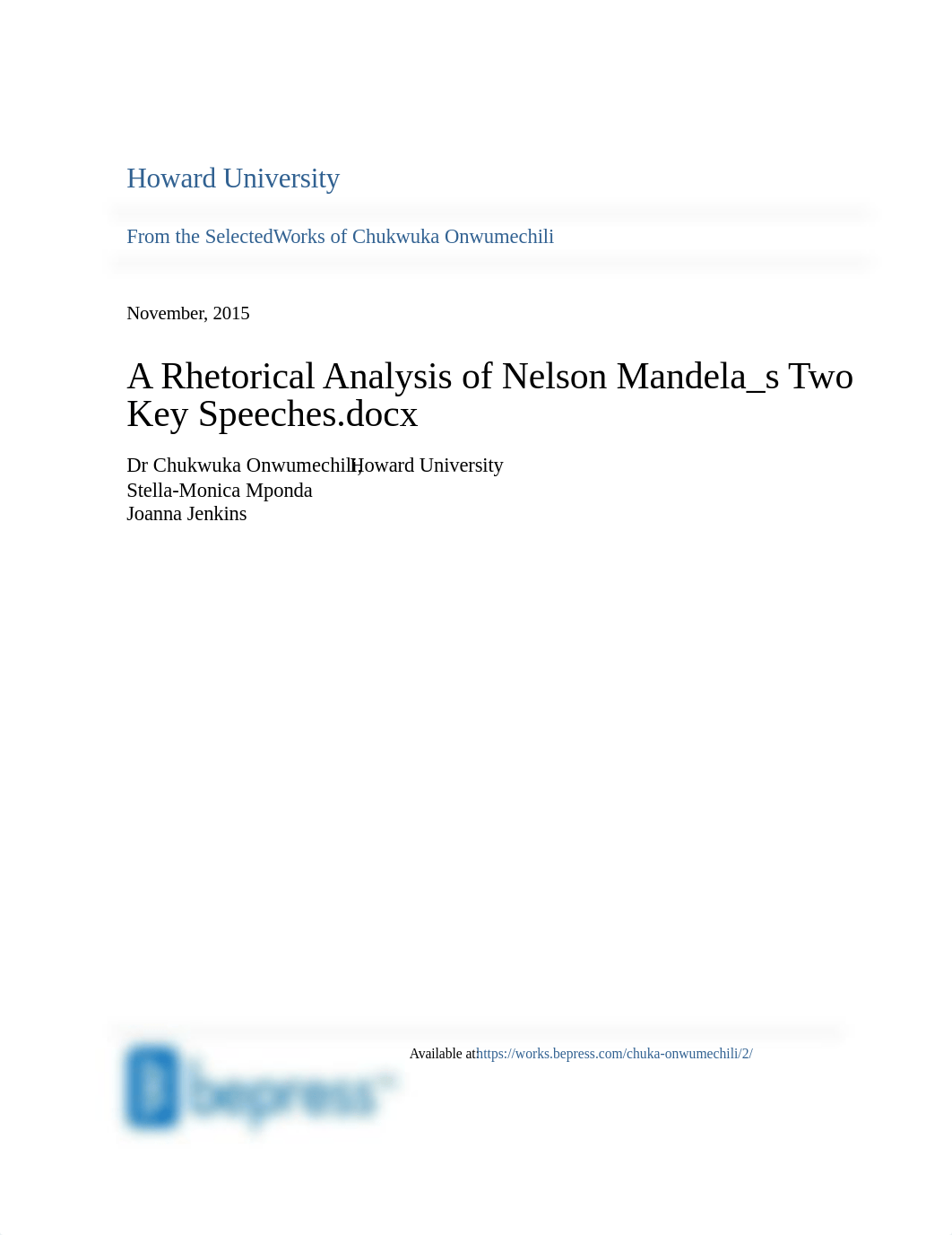 A Rhetorical Analysis of Nelson Mandela_s Two Key Speeches_stamped.pdf_dl8mg1h4jpc_page1