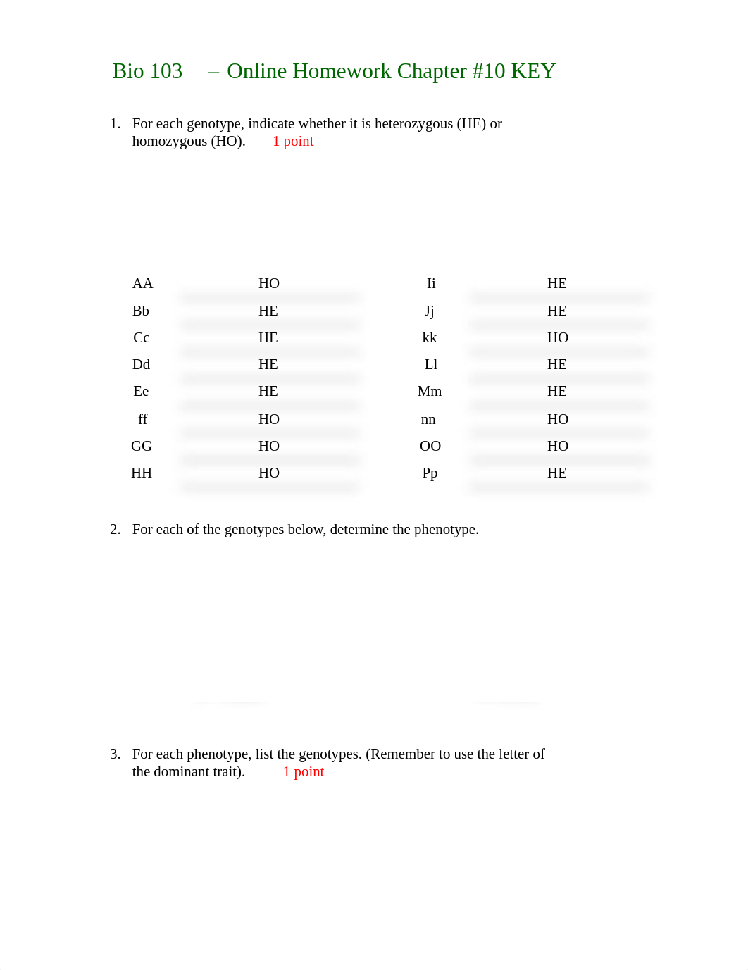 Bio 103 Homework 10 - Genetics KEY.pdf_dl8zh6ryt4v_page1