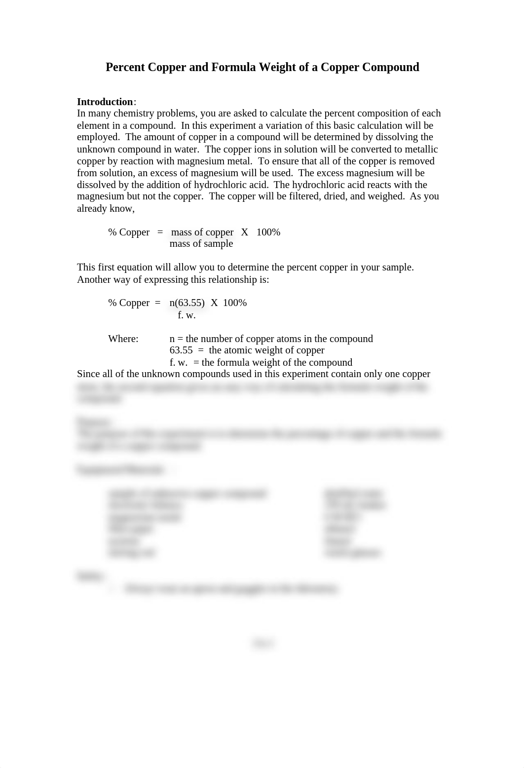 Percent Copper and Formula Weight of a Copper Compound_dlaoivn4xfy_page1