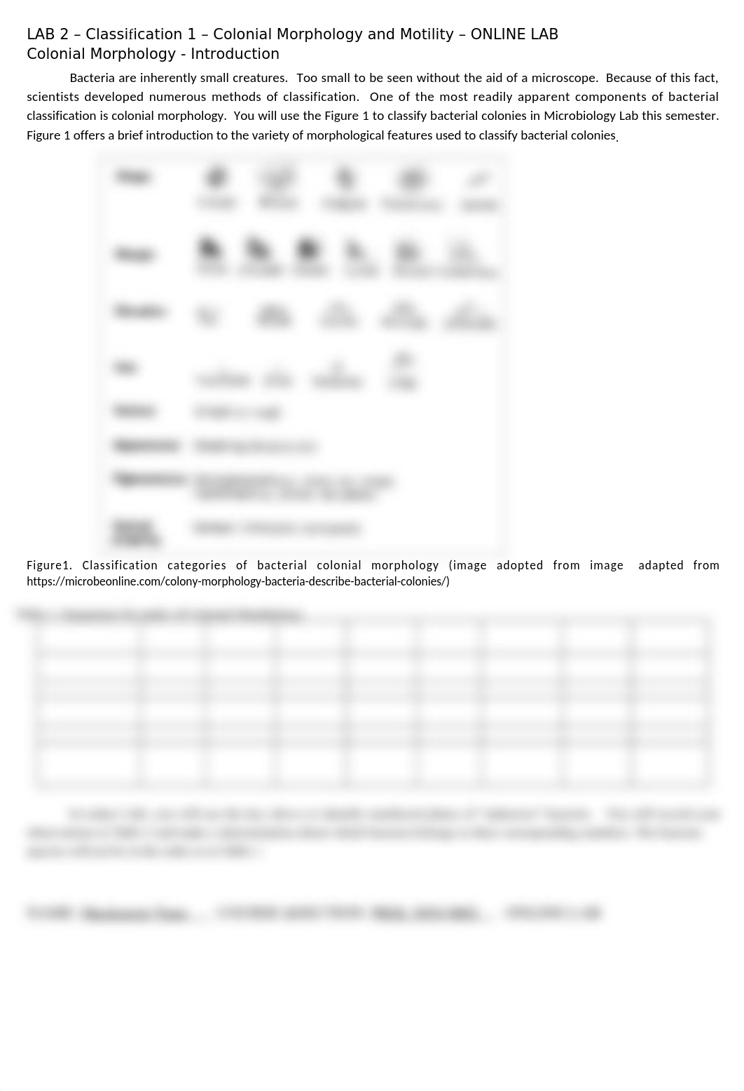 LAB 2 - Classification 1 - Colonial Morphology and Motility - ONLINE LAB.docx_dlb3udtnbth_page1
