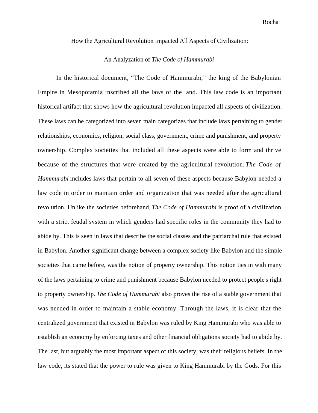 How the Agricultural Revolution Impacted all Aspects of Civilization - Angeles Rocha - HIST1.docx_dlbj8n1khys_page1