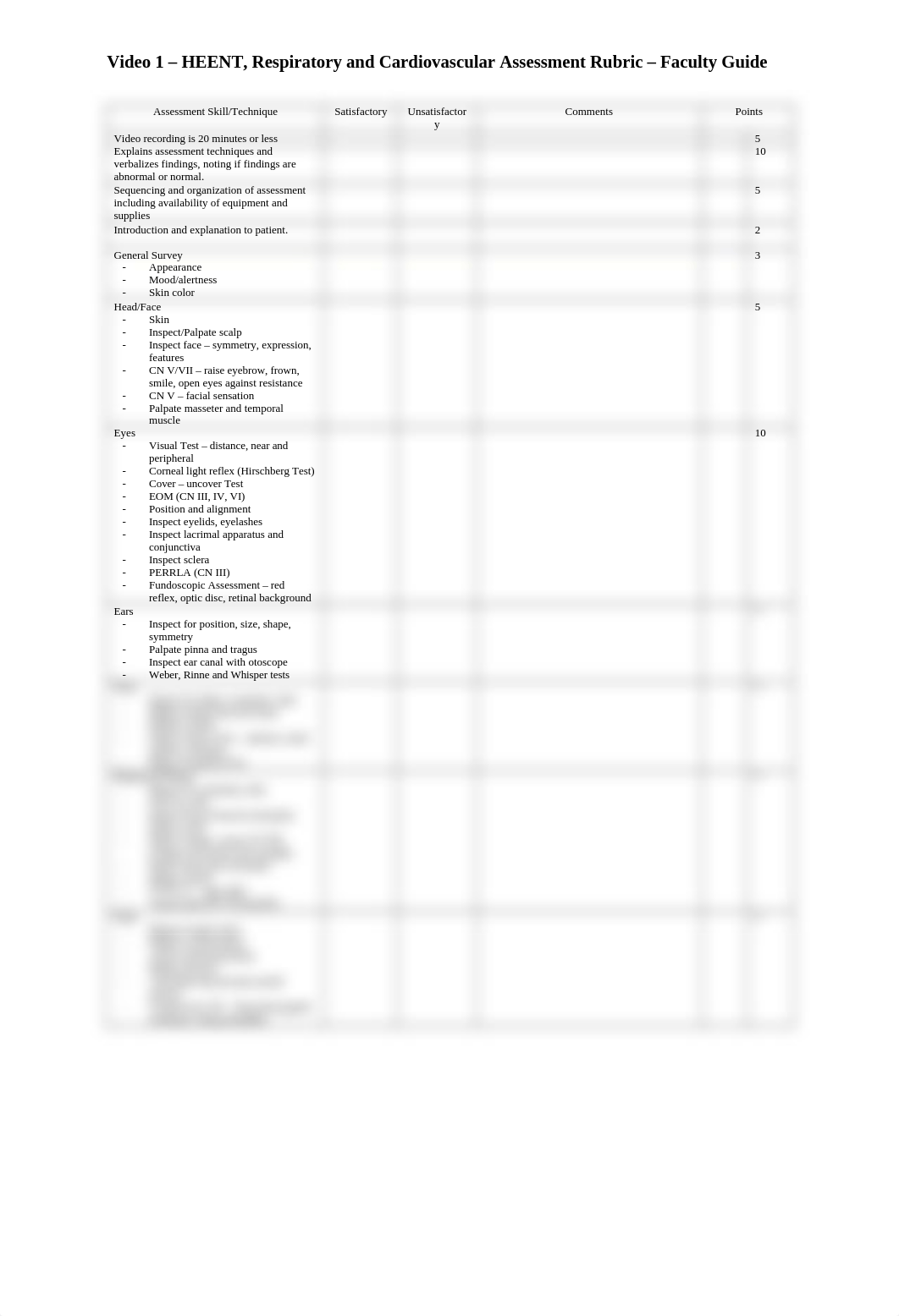 Student and Faculty Guide Video 1 HEENT, Resp, Cardiac Assessment Guide and Rubric(2) (2).docx_dlbn4q99y12_page1