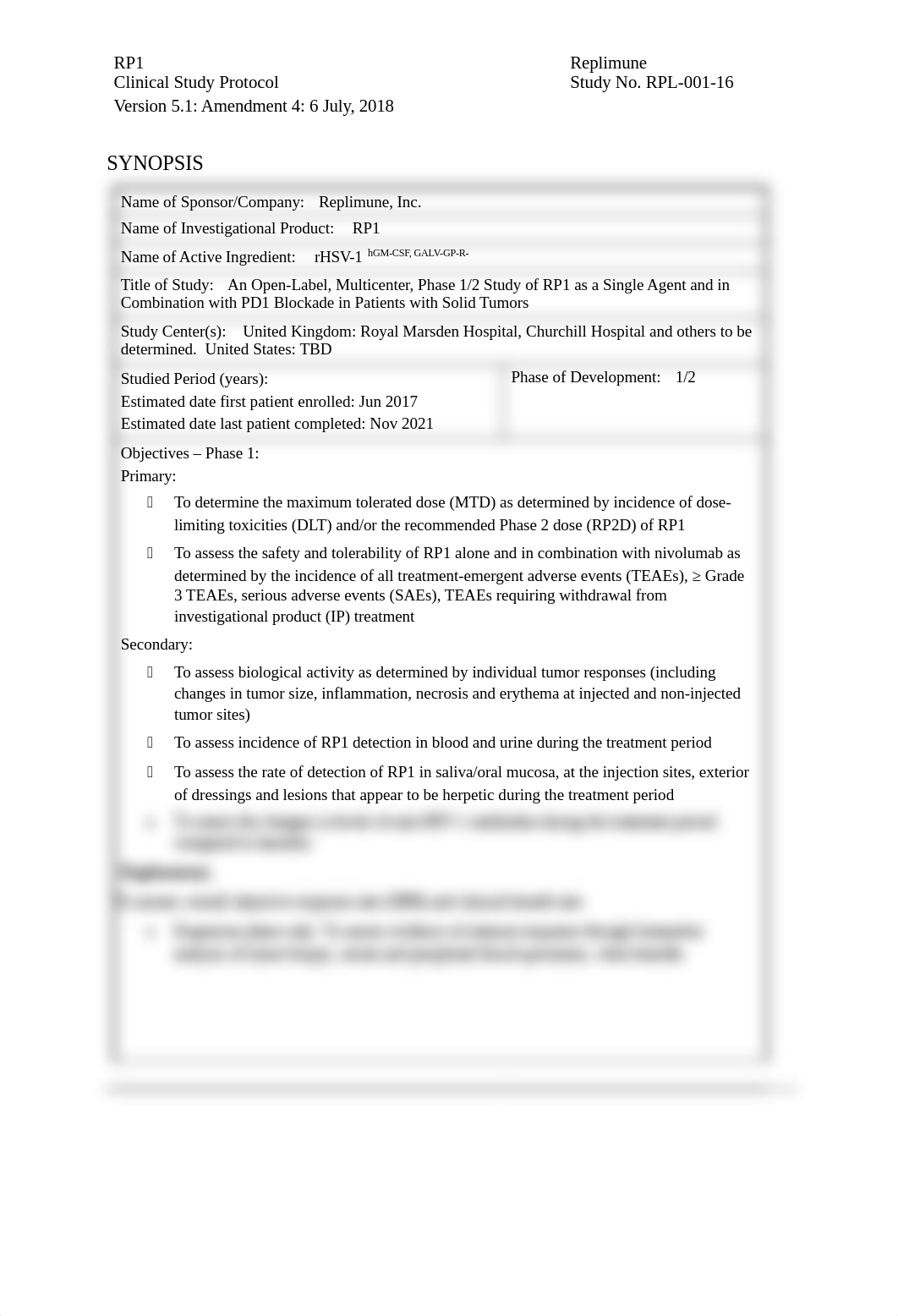 Replimune Phase 1_2 Protocol RPL-001-16 Amend 04 US Final V5.1 06Jul18_clean_co.docx_dlbn7qejc27_page3