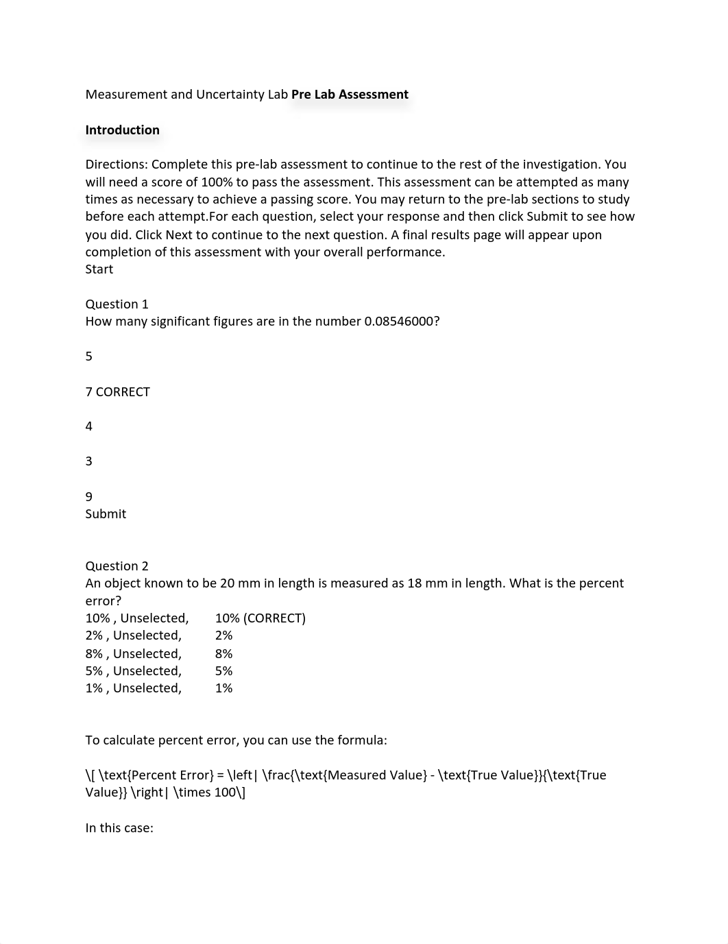 Measurement and Uncertainty Lab Pre Lab Assessment with Answers.pdf_dlccaaf291e_page1