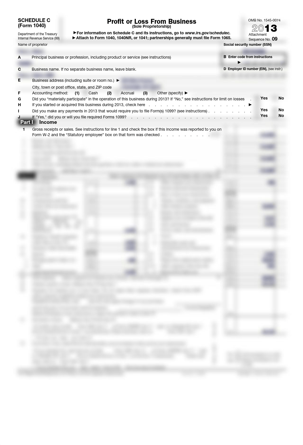 Individual Tax Return Problem 5 Form 1040 Schedule C_dlcfgrymoe8_page1