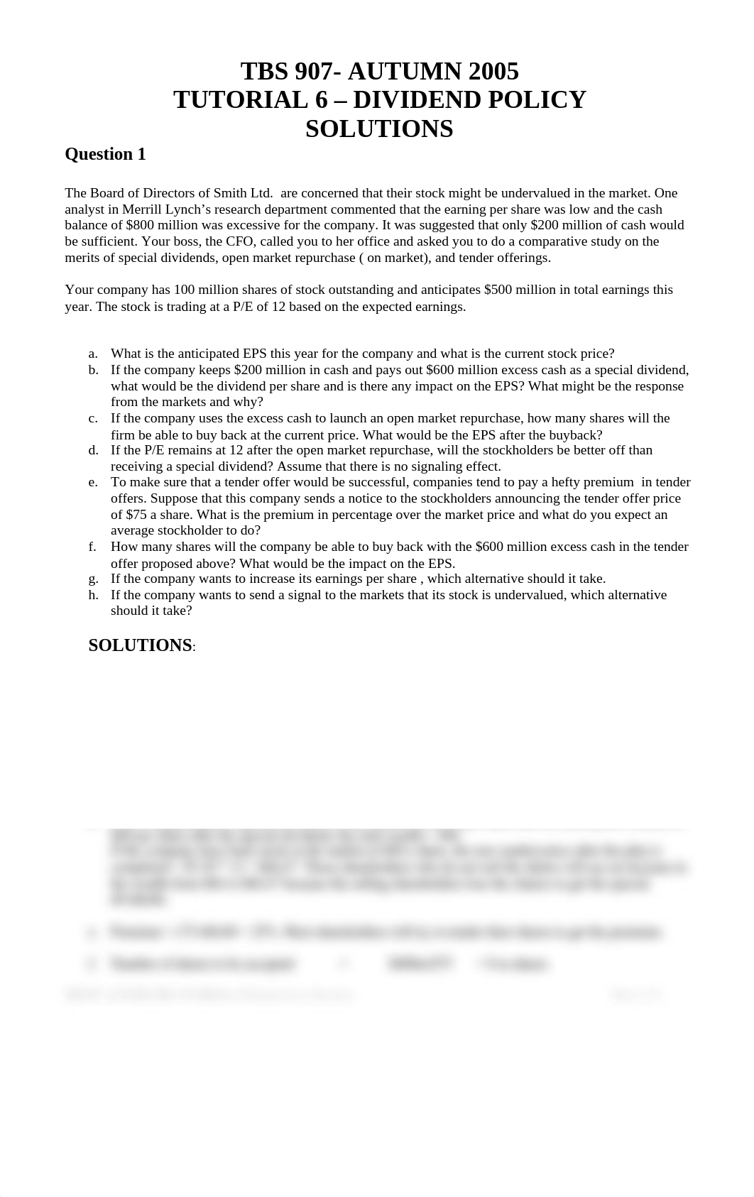 Autumn 2005- TBS 907- Tutorial 6 - Dividend Policy- Solutions_dlcjrb0ivkx_page1