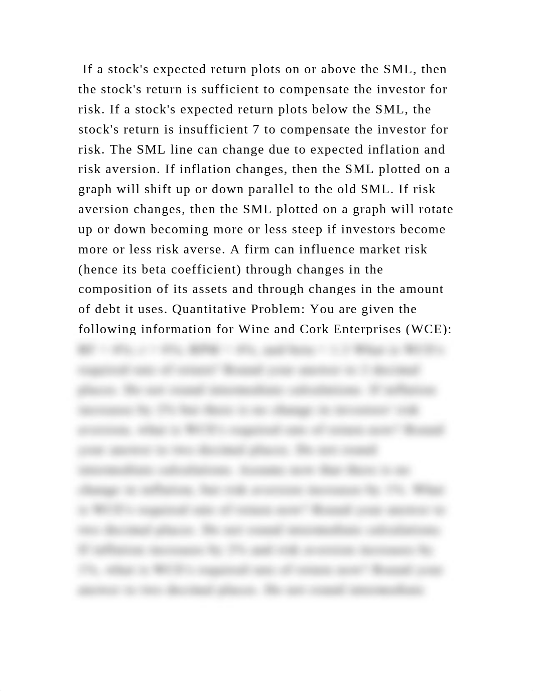 If a stocks expected return plots on or above the SML, then the stoc.docx_dlck4hyoznn_page2