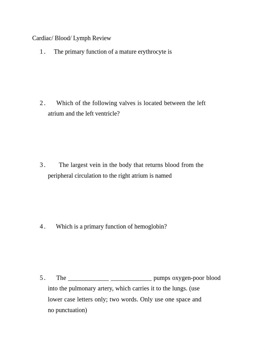 Cardiac Blood Lymph Review - Mrs. Jessica Review .docx_dlczw285xnj_page1