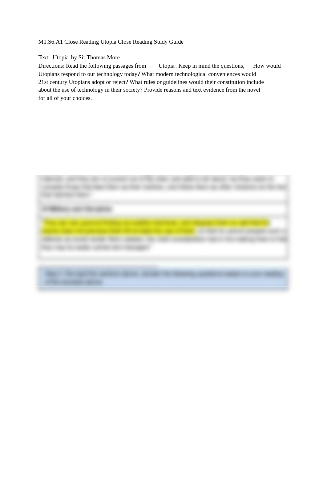 Gianfranco Orama - M1S6A1 Close Reading Utopia Close Reading Study Guide TURNI - 6475981.pdf_dld28jqmcx0_page1