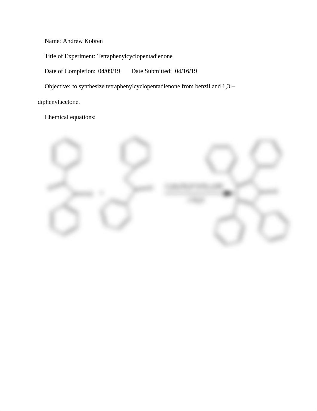 orgo 2 lab tetraphenylcyclopentadienone report.docx_dldfw2vgd6b_page1