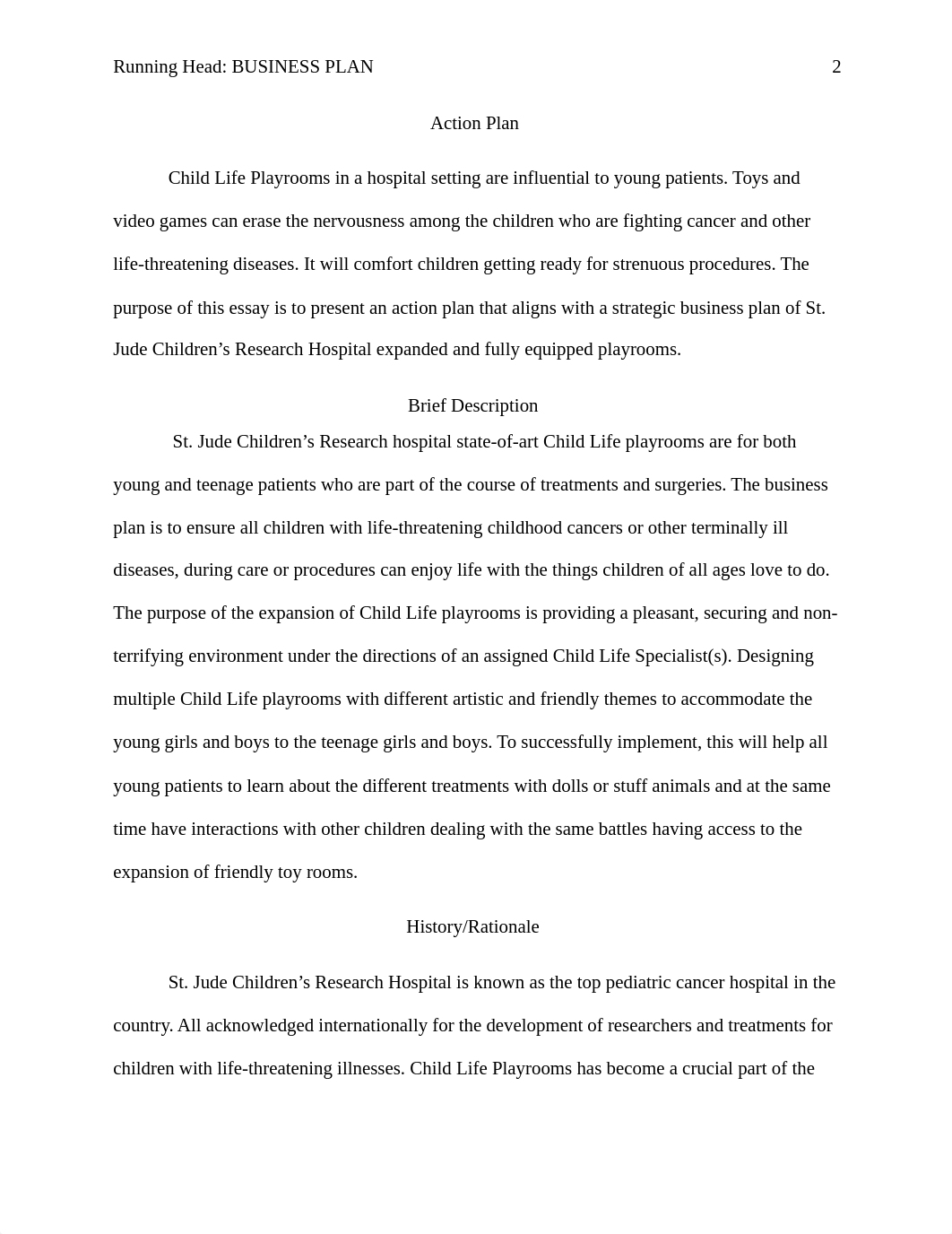 Business Plan - St. Jude Children's Research Hospital - Child Life Playrooms.docx_dldp99sr7rg_page2