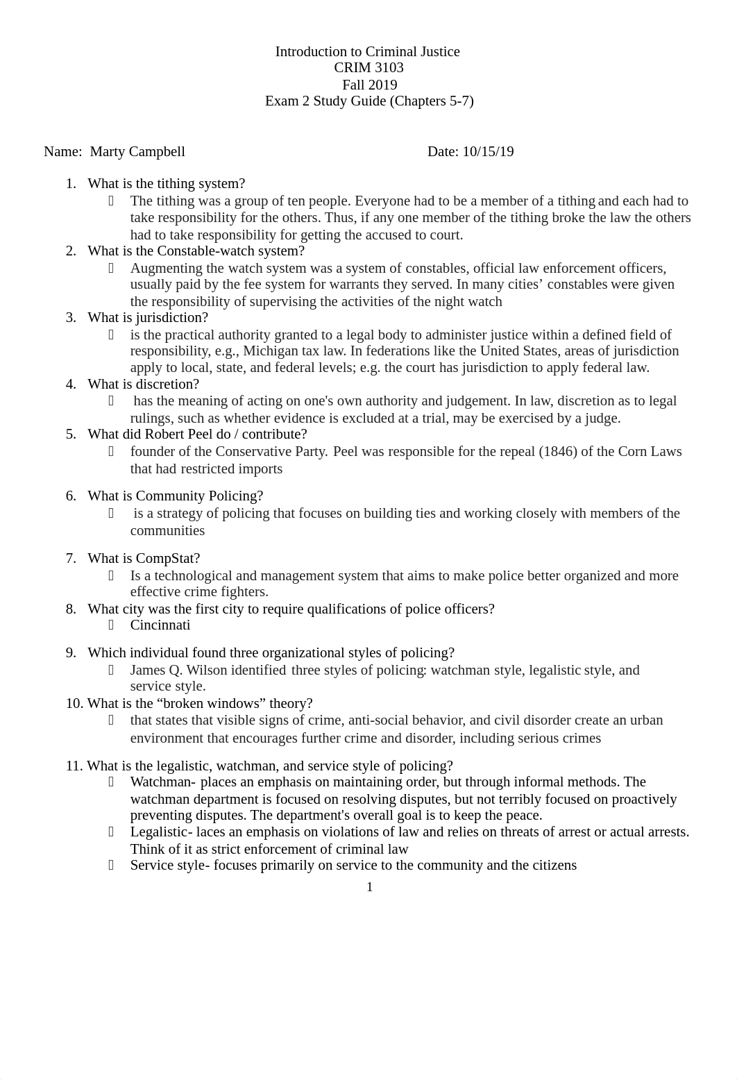 Introduction to Criminal Justice Exam 2 Study Guide.docx_dlehpphlv3z_page1