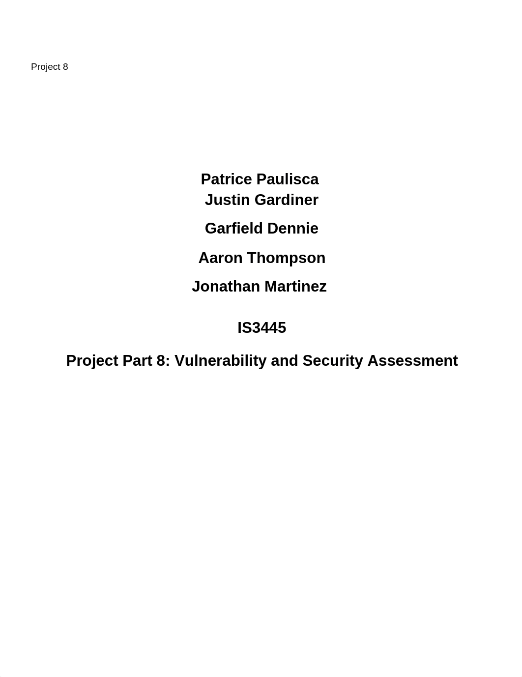 Project Part 8: Vulnerability and Security Assessment_dlewh0dd4o2_page1