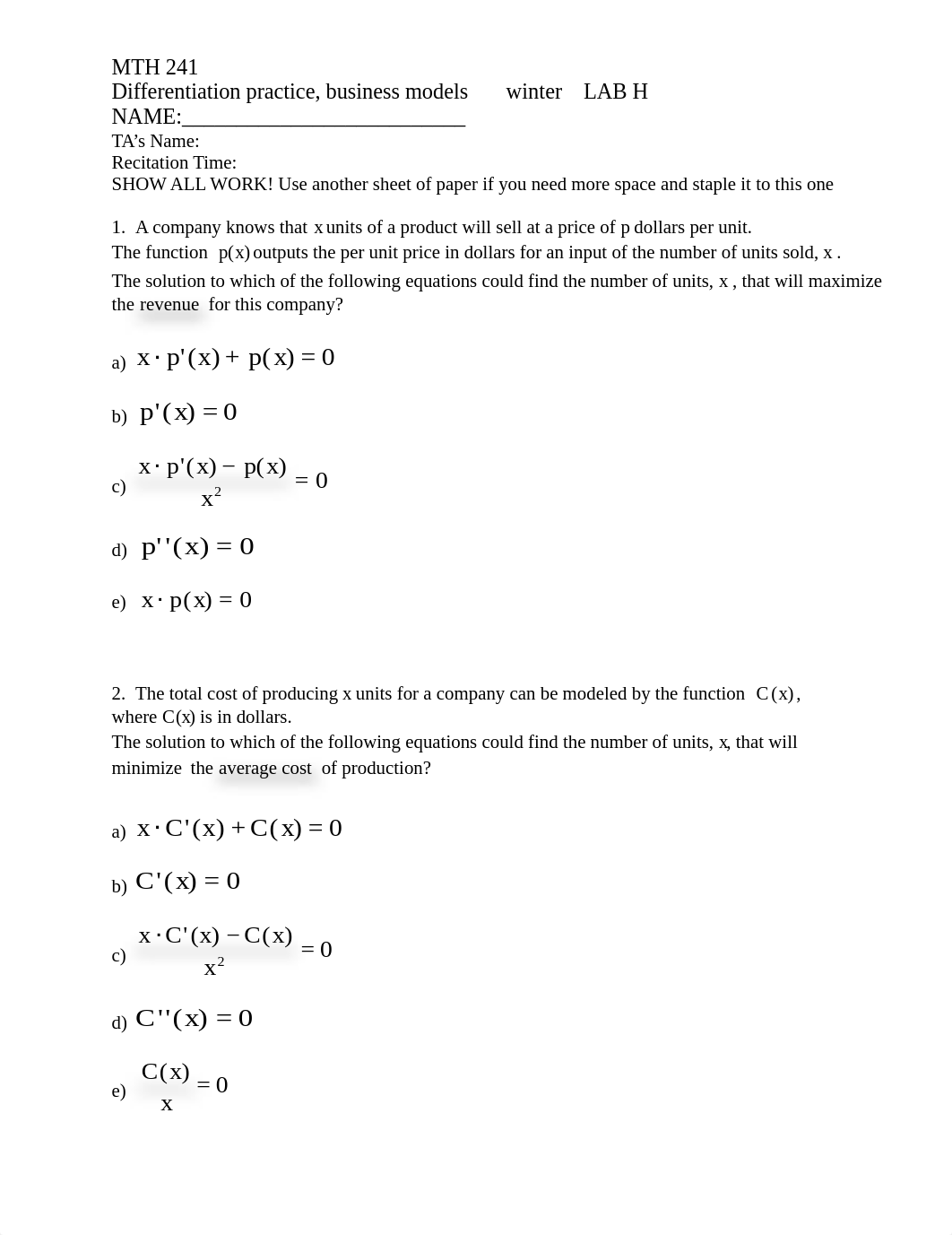 H winter mth 241 differentiation practice, business models.pdf_dlf11dmnq2p_page1