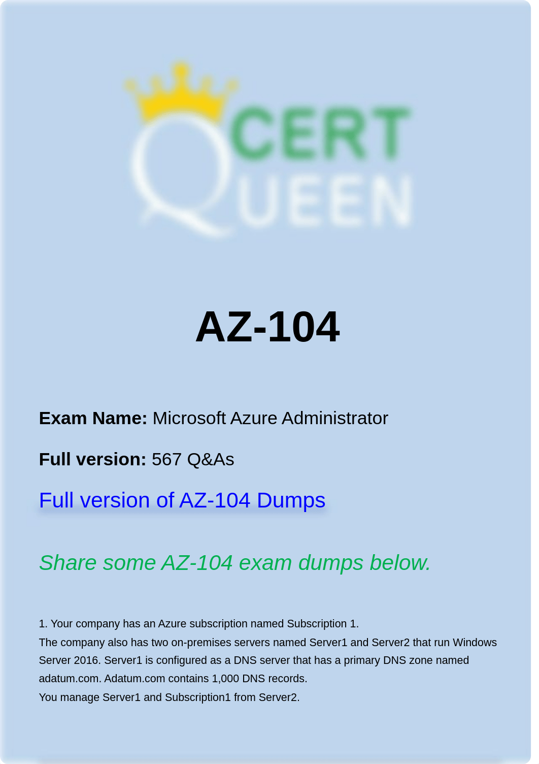 Microsoft AZ-104 Exam Updated Dumps.pdf_dlfdmkjsw5j_page1