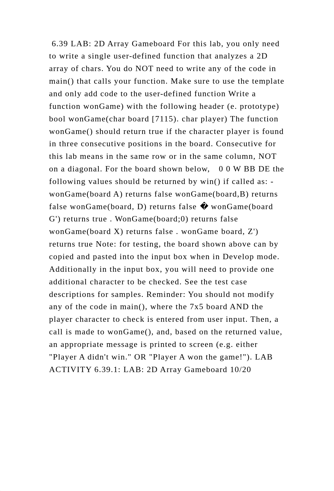 6.39 LAB 2D Array Gameboard For this lab, you only need to write a s.docx_dlfwnth9geh_page2